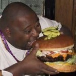 fat guy, big burger
