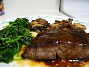 steak and spinach