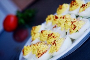 Prevention says deviled eggs made with hummus are a terrific and tasty post-workout snack.