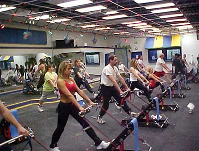 Working out in a hotel gym